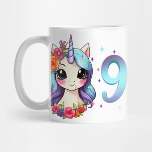 I am 9 with unicorn - girl birthday 9 years old Mug